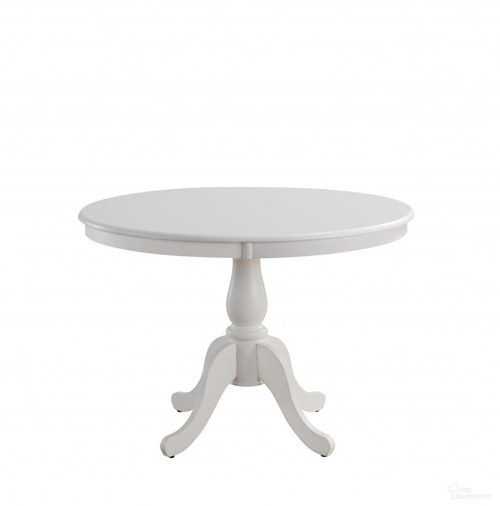 42 Inch Rounded Solid Manufactured Wood and Solid Wood Pedestal Base Dining Table In White