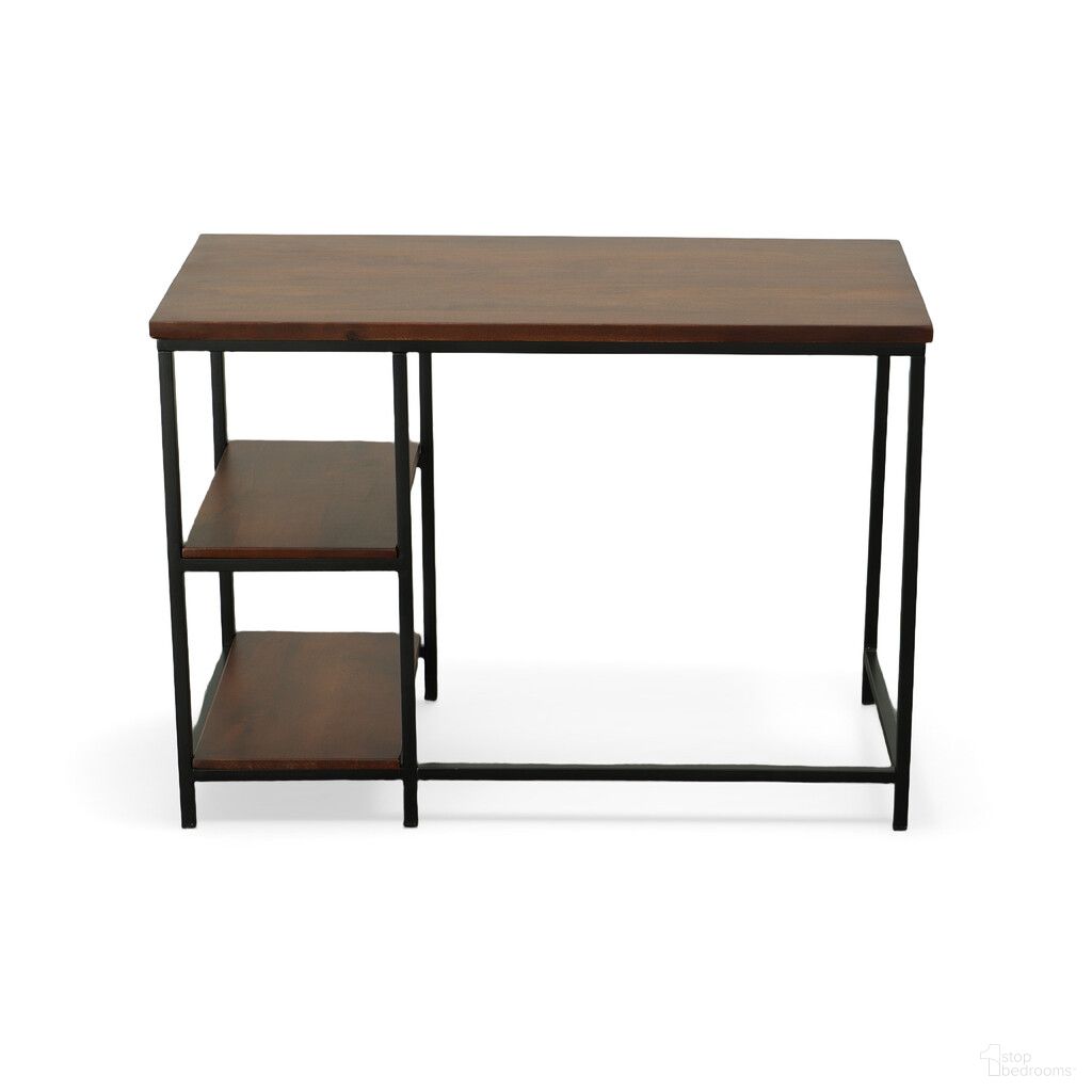The appearance of 42 Inch Solid Wood and Metal Computer Desk In Chestnut and Black designed by Homeroots in the modern / contemporary interior design. This chestnut and black piece of furniture  was selected by 1StopBedrooms from  to add a touch of cosiness and style into your home. Sku: 516425. Material: Wood.