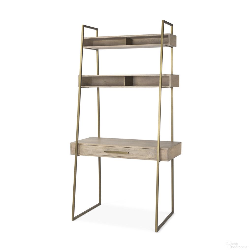The appearance of 42 Inch Solid Wood and Metal Sled Ladder Desk In Brown and Gold designed by Homeroots in the modern / contemporary interior design. This brown and gold piece of furniture was selected by 1StopBedrooms from to add a touch of cosiness and style into your home. Sku: 605619. Material: Solid Wood.