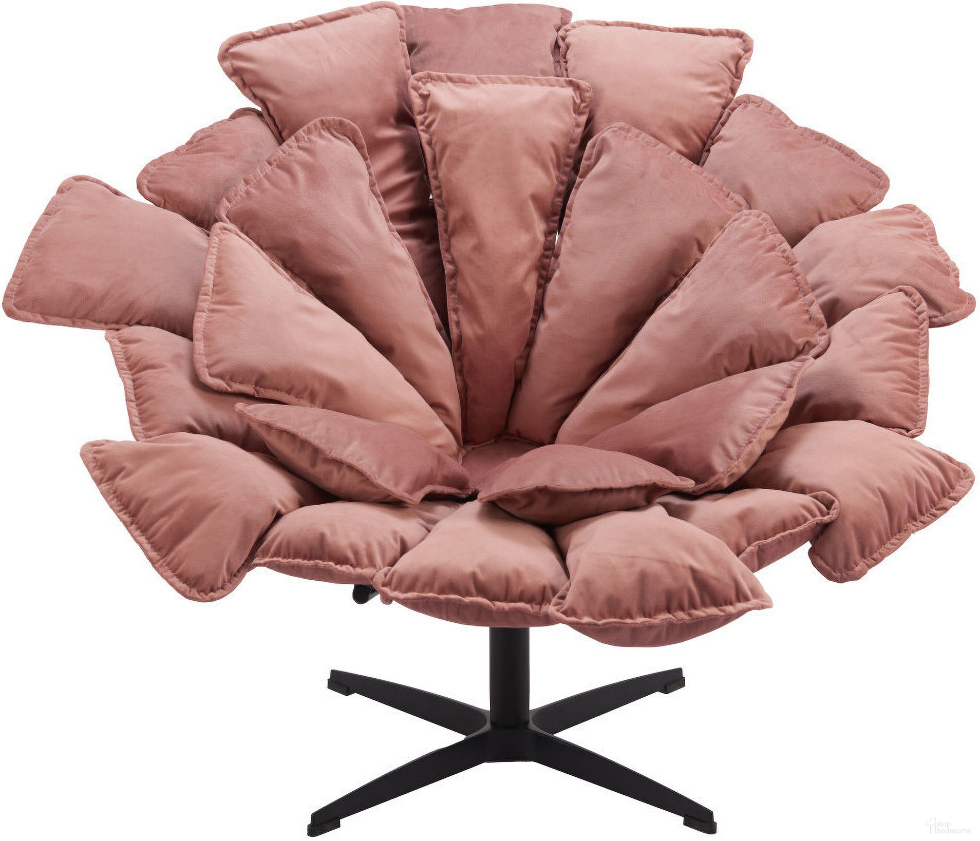 The appearance of 42 Inch Velvet and Upholstered Swivel Side Chair In Pink and Black designed by Homeroots in the modern / contemporary interior design. This pink and black piece of furniture  was selected by 1StopBedrooms from  to add a touch of cosiness and style into your home. Sku: 564970. Material: Velvet.