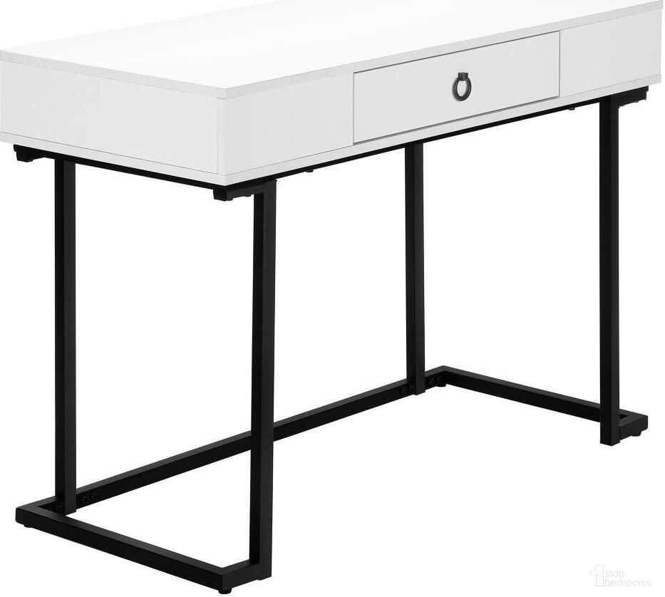 42 Inch White And Black Metal Computer Desk I 7385