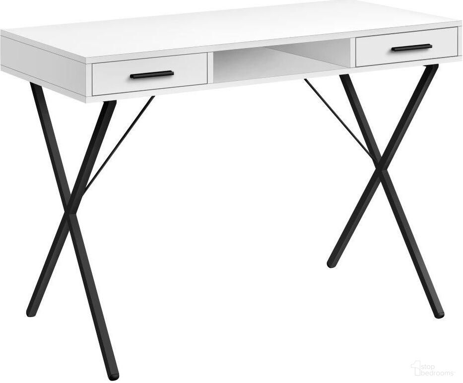 42 Inch White And Black Metal Computer Desk I 7790