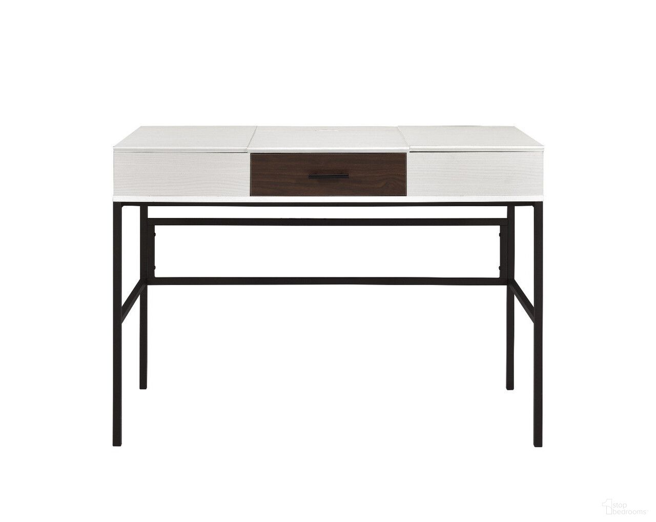 The appearance of 42 Inch Writing Desk In White and Black designed by Homeroots in the modern / contemporary interior design. This white and black piece of furniture  was selected by 1StopBedrooms from  to add a touch of cosiness and style into your home. Sku: 491478. Material: Wood.