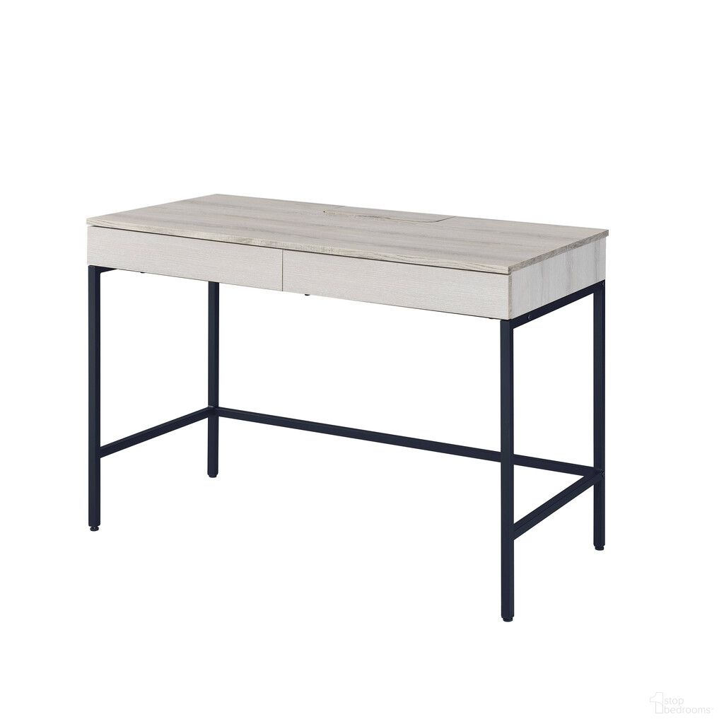 The appearance of 42 Inch Writing Desk with Two Drawers In Black and Natural designed by Homeroots in the modern / contemporary interior design. This black and natural piece of furniture  was selected by 1StopBedrooms from  to add a touch of cosiness and style into your home. Sku: 491423. Material: Wood.