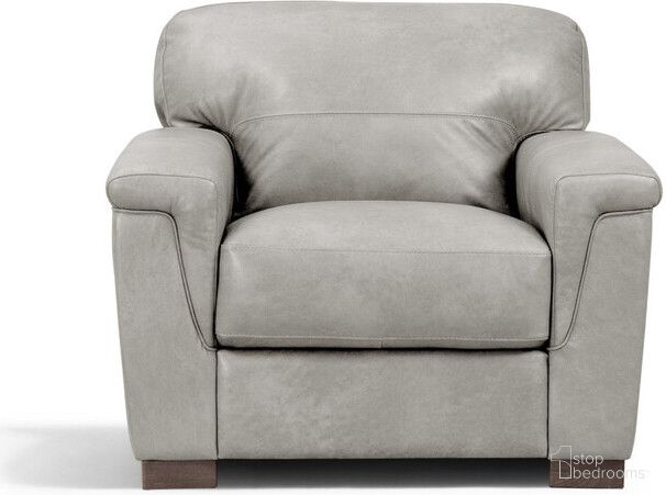 43 Inch Genuine Leather Arm Chair In Brown and Gray