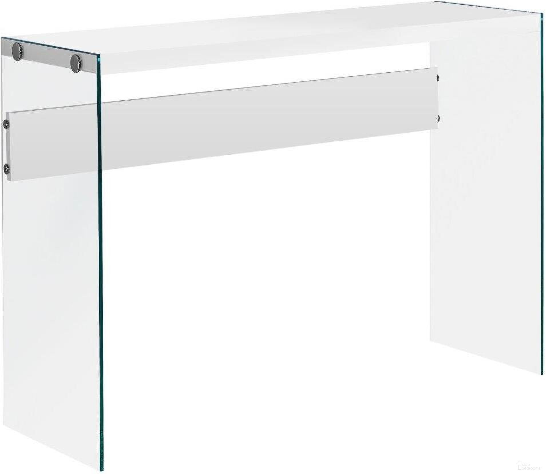 The appearance of 44 Inch Accent Table In Glossy White And Tempered Glass designed by Monarch Specialties in the modern / contemporary interior design. This white piece of furniture was selected by 1StopBedrooms from to add a touch of cosiness and style into your home. Sku: I 3288. Material: Glass.