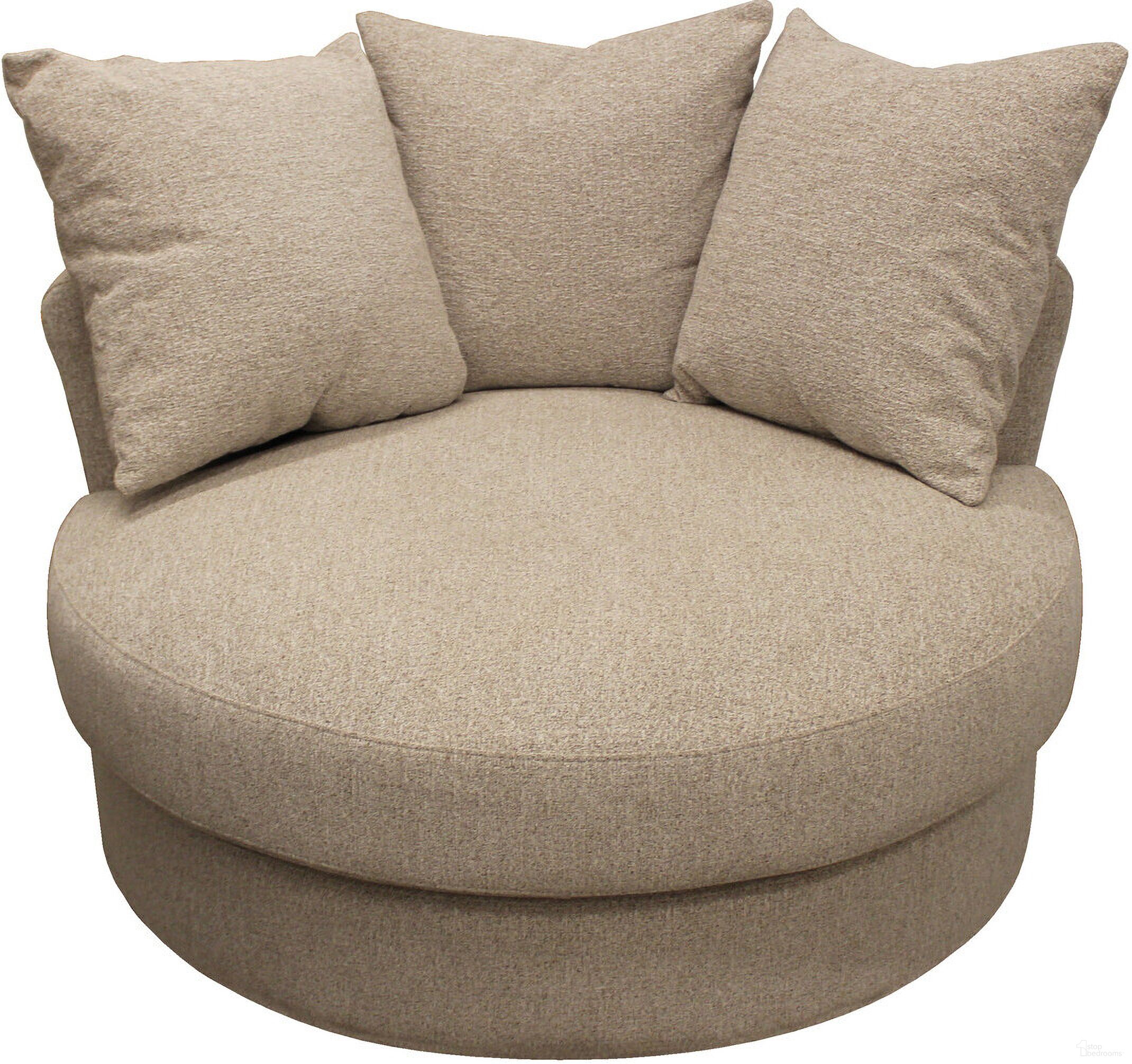 The appearance of 44 Inch Linen Upholstered Swivel Round Accent Chair and Toss Pillows In Sand designed by Homeroots in the transitional interior design. This sand piece of furniture was selected by 1StopBedrooms from to add a touch of cosiness and style into your home. Sku: 490984. Material: Linen.