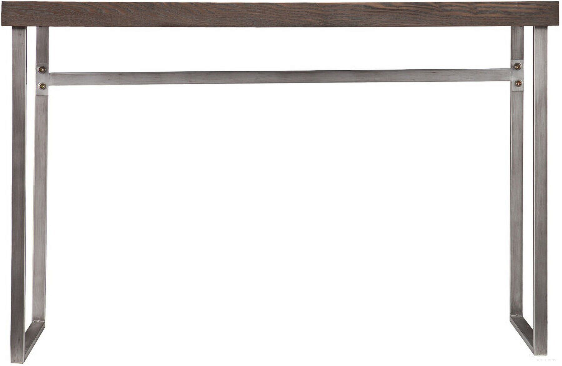 46 Inch Distressed Sled Console Table In Gray Brown and Silver