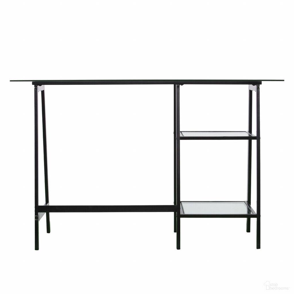 The appearance of 46 Inch Glass Writing Desk In Clear and Black designed by Homeroots in the modern / contemporary interior design. This clear/black piece of furniture was selected by 1StopBedrooms from to add a touch of cosiness and style into your home. Sku: 402043. Material: Glass.