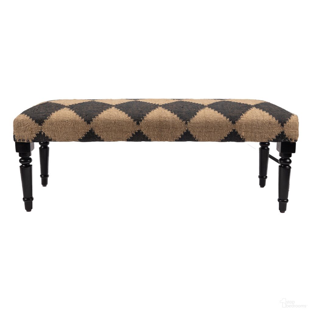 The appearance of 47 Inch Black Leg Checkered Upholstered Bench In Black and Tan designed by Homeroots in the modern / contemporary interior design. This black and tan piece of furniture was selected by 1StopBedrooms from to add a touch of cosiness and style into your home. Sku: 483753. Material: Fabric.