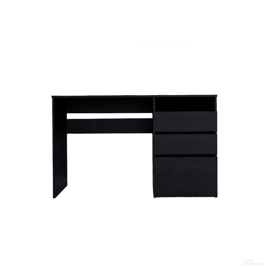 The appearance of 47 Inch Computer Desk with Three Drawers In Black designed by Homeroots in the modern / contemporary interior design. This black piece of furniture was selected by 1StopBedrooms from to add a touch of cosiness and style into your home. Sku: 403805. Material: Wood.