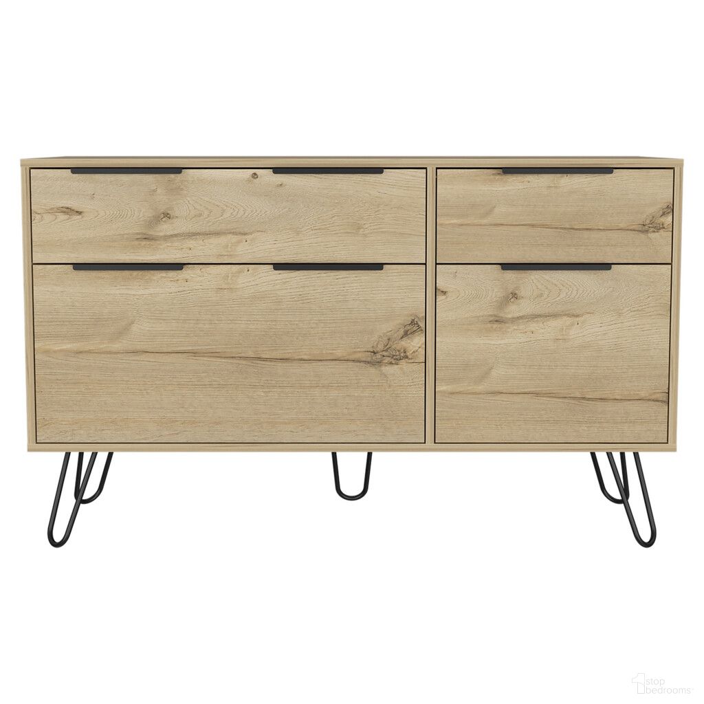The appearance of 47 Inch Four Drawer Double Dresser In Black and Brown designed by Homeroots in the transitional interior design. This black and brown piece of furniture was selected by 1StopBedrooms from to add a touch of cosiness and style into your home. Sku: 478260. Material: Wood.