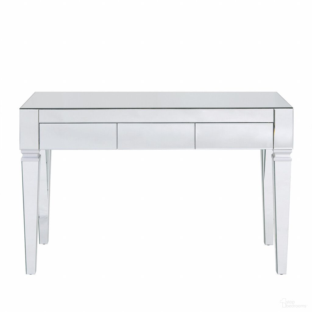 The appearance of 47 Inch Mirrored Writing Desk with Three Drawers In Silver designed by Homeroots in the modern / contemporary interior design. This silver piece of furniture was selected by 1StopBedrooms from to add a touch of cosiness and style into your home. Sku: 402022. Material: Mirrored Glass.