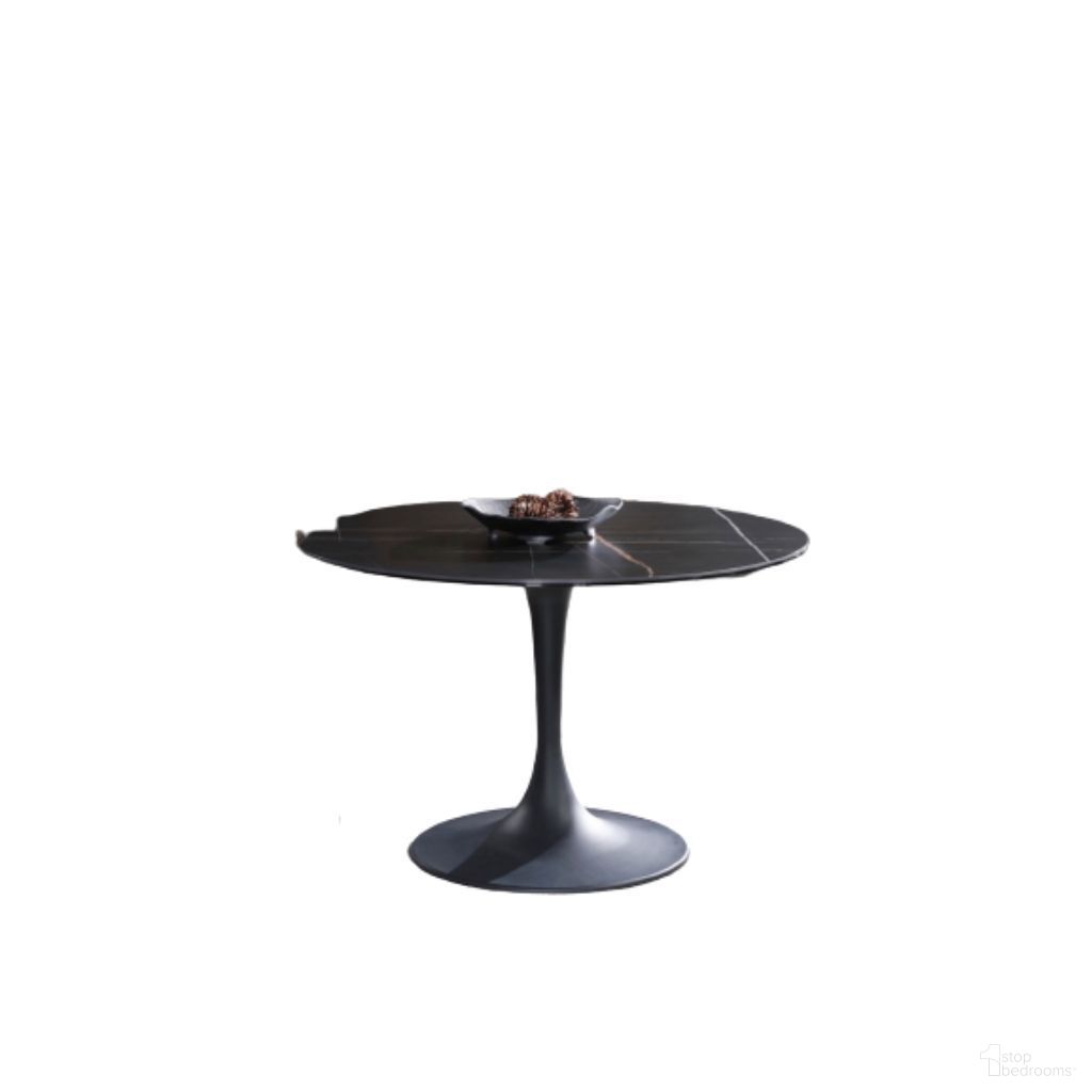 The appearance of 47 Inch Rounded Ceramic and Metal Pedestal Base Dining Table In Black designed by Homeroots in the modern / contemporary interior design. This black piece of furniture  was selected by 1StopBedrooms from  to add a touch of cosiness and style into your home. Sku: 488516. Table Base Style: Pedestal. Table Top Shape: Round. Material: Ceramic. Size: 47".