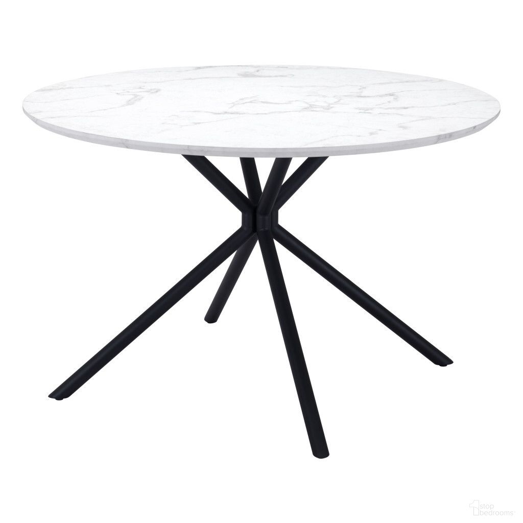 The appearance of 47 Inch Rounded Steel Dining Table In White and Black designed by Homeroots in the modern / contemporary interior design. This white and black piece of furniture  was selected by 1StopBedrooms from  to add a touch of cosiness and style into your home. Sku: 394610. Table Base Style: Pedestal. Table Top Shape: Round. Material: Steel. Size: 47".