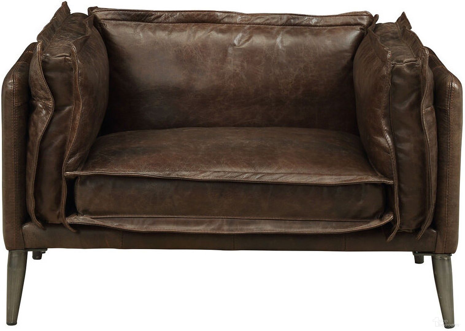 The appearance of 47 Inch Top Grain Leather Chair and a Half In Black and Brown designed by Homeroots in the transitional interior design. This black and brown piece of furniture was selected by 1StopBedrooms from to add a touch of cosiness and style into your home. Sku: 515750. Material: Genuine Leather.