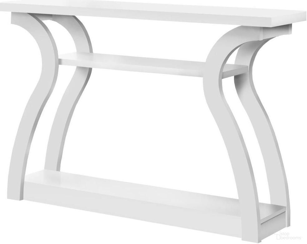 The appearance of 47 Inch White Hall Console designed by Monarch Specialties in the modern / contemporary interior design. This white piece of furniture was selected by 1StopBedrooms from to add a touch of cosiness and style into your home. Sku: I 2438. Material: MDF.