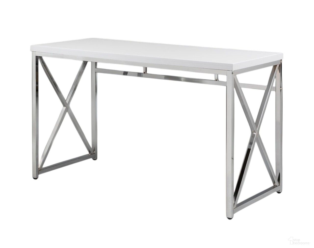 The appearance of 47 Inch Wood and Metal Computer Desk In White and Silver designed by Homeroots in the modern / contemporary interior design. This white and silver piece of furniture  was selected by 1StopBedrooms from  to add a touch of cosiness and style into your home. Sku: 554207. Material: Metal.