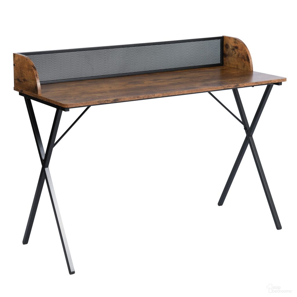 47 Inch Wood and Metal X-Shape Computer Desk In Black and Brown