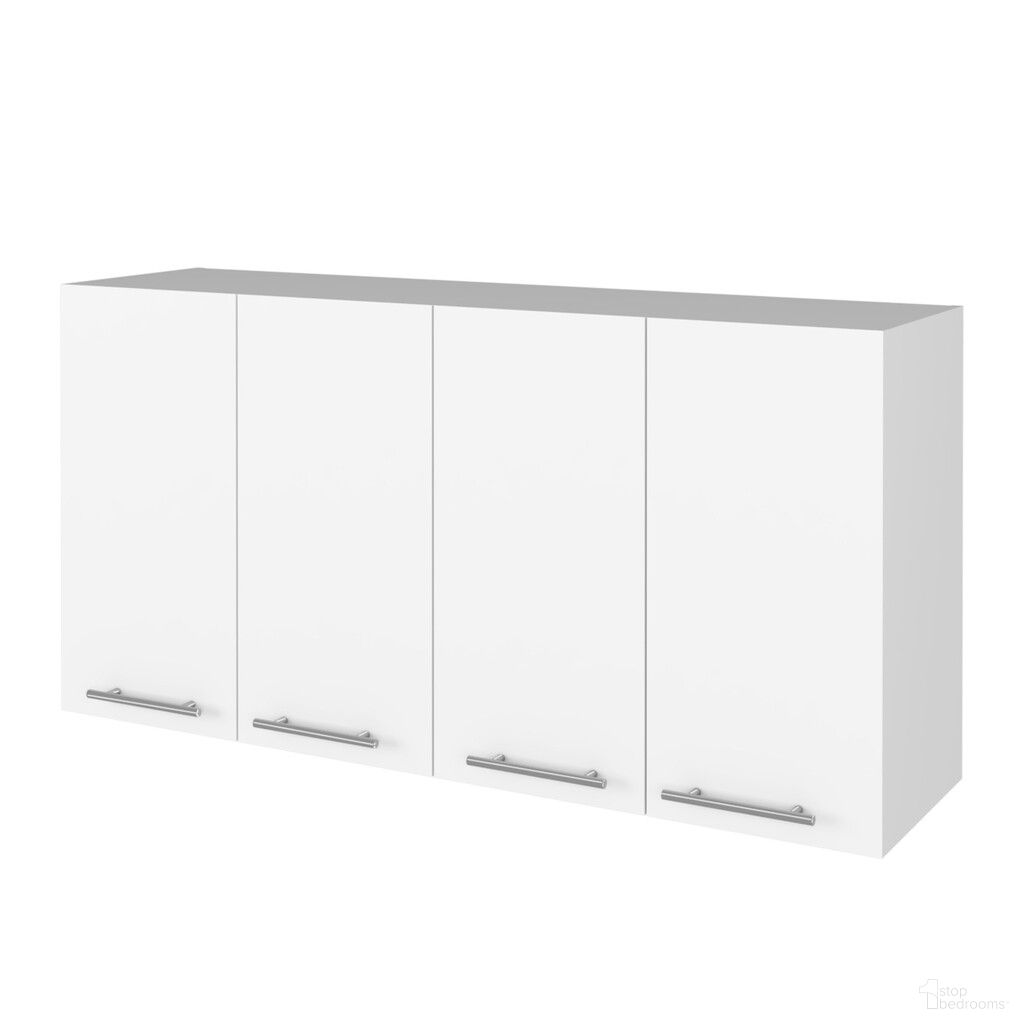 The appearance of 47 Inch Wood Wall Mounted Accent Chest with Four Doors In White designed by Homeroots in the transitional interior design. This white piece of furniture  was selected by 1StopBedrooms from  to add a touch of cosiness and style into your home. Sku: 478202. Material: Wood.