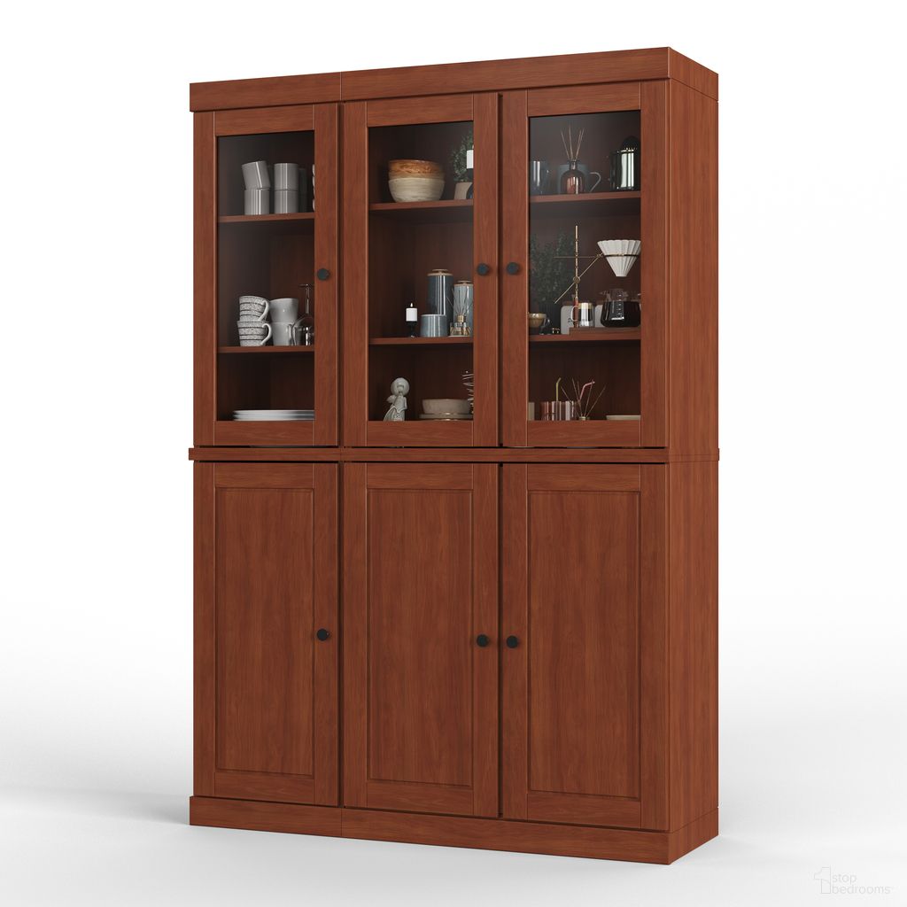 48.5 Inch Pantry China Cabinet with Raised Panel and 2-Drawers In Mocha