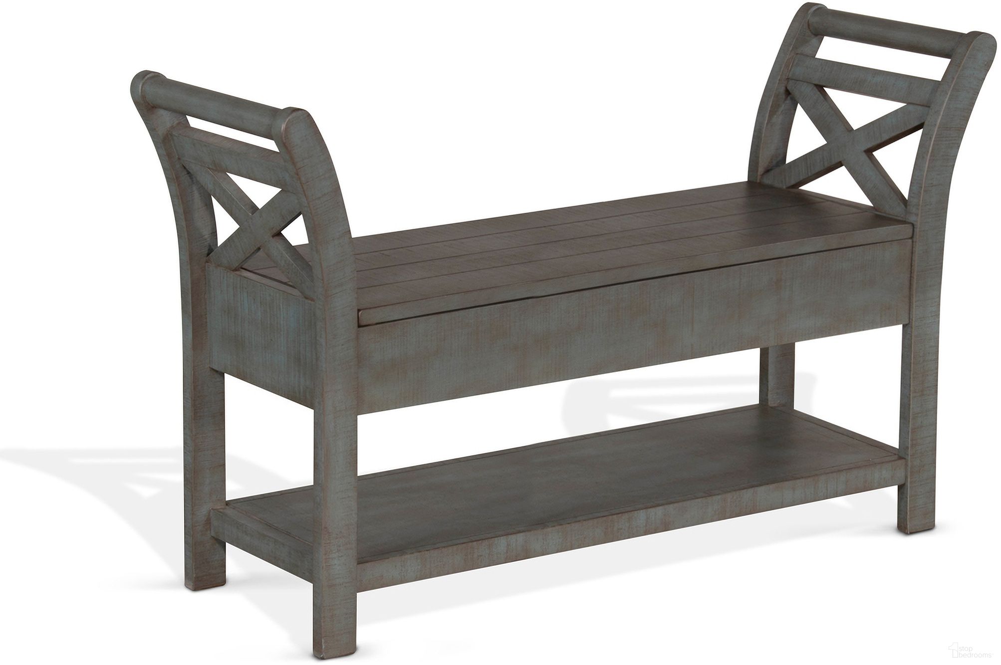 The appearance of 48 Inch Accent Bench with Storage In Blue designed by Sunny Designs in the modern / contemporary interior design. This little boy blue piece of furniture  was selected by 1StopBedrooms from 2075 Collection to add a touch of cosiness and style into your home. Sku: 2075LB-48. Material: Solid Wood.