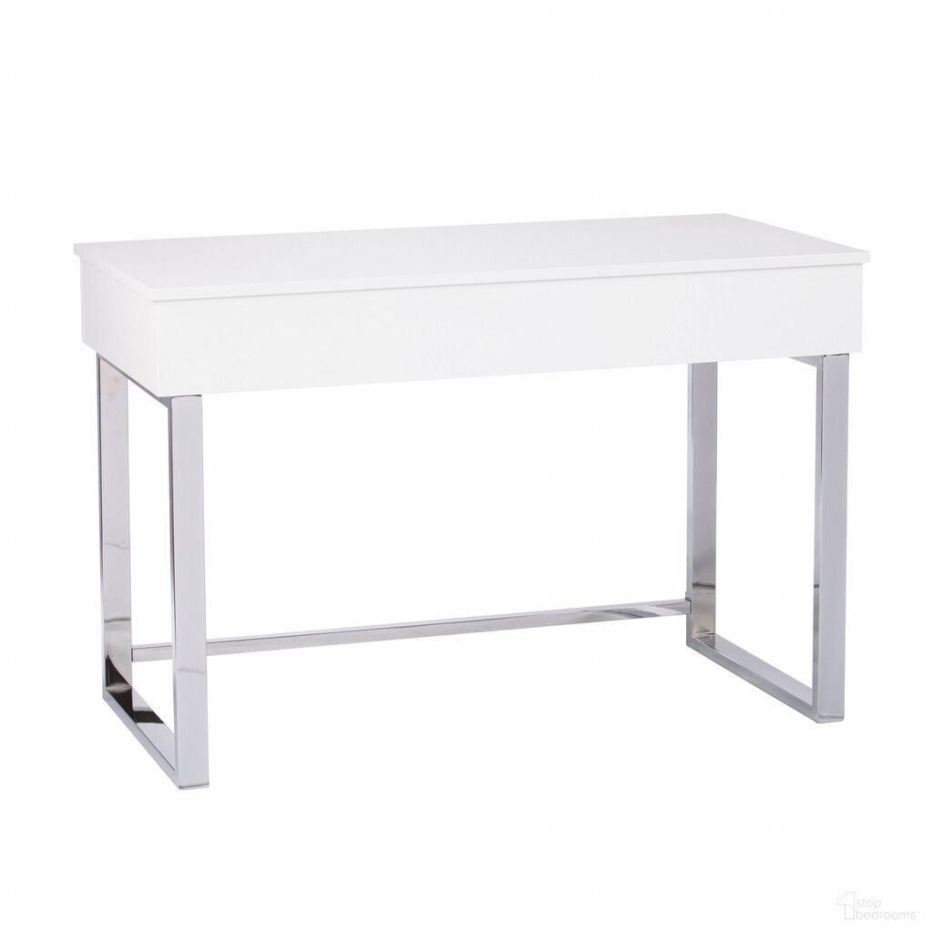 The appearance of 48 Inch Adjustable Standing Desk Converter In White designed by Homeroots in the modern / contemporary interior design. This white piece of furniture  was selected by 1StopBedrooms from  to add a touch of cosiness and style into your home. Sku: 402058. Material: Metal.