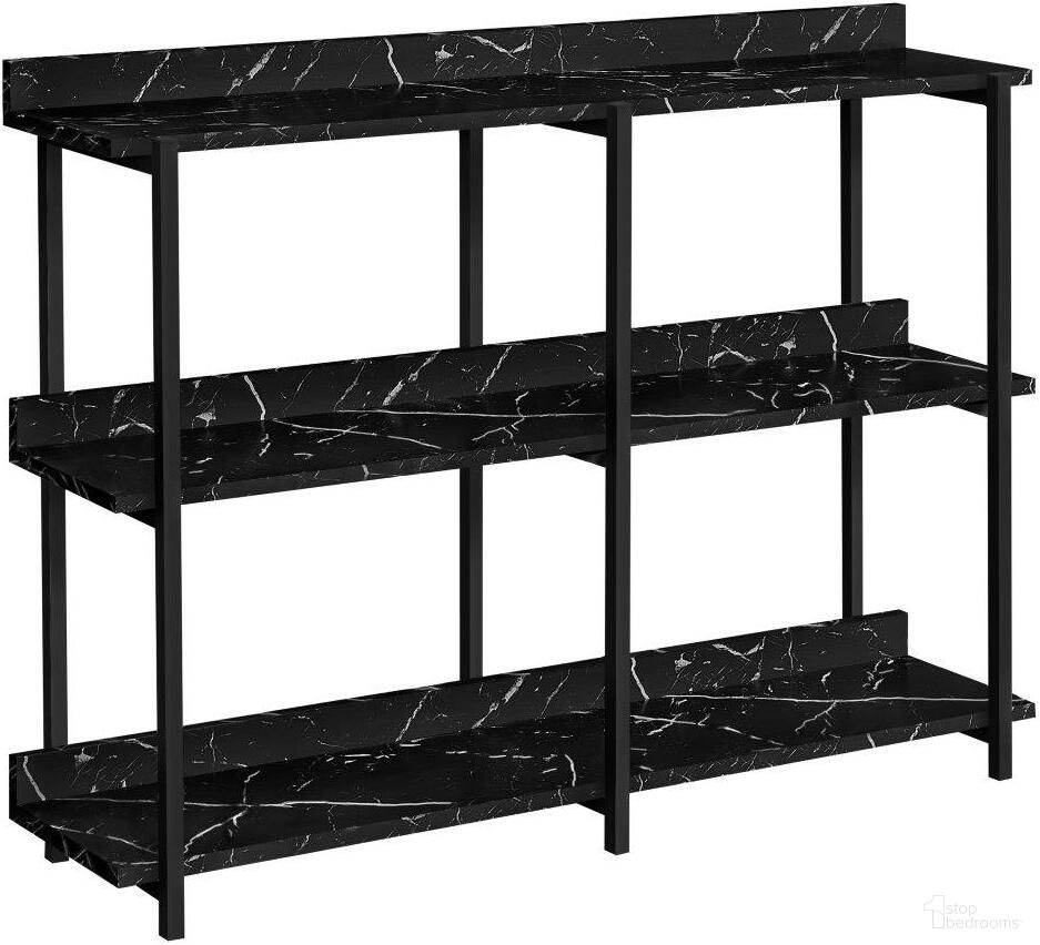 48 Inch Black Marble And Black Metal Console