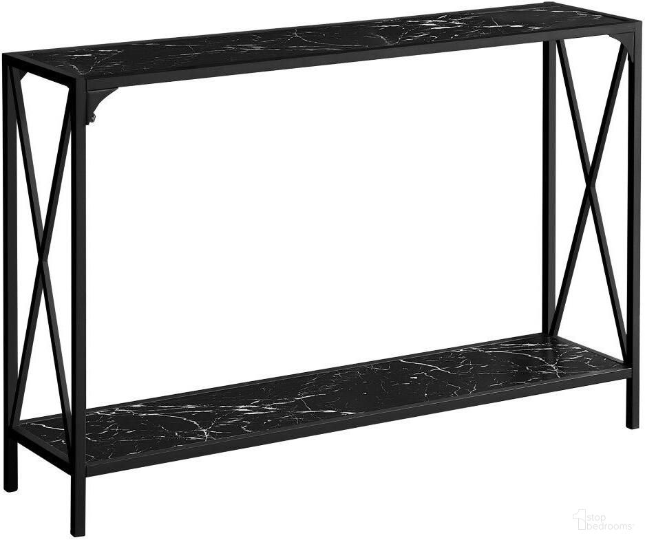 The appearance of 48 Inch Black Marble Black Hall Console designed by Monarch Specialties in the modern / contemporary interior design. This black piece of furniture was selected by 1StopBedrooms from to add a touch of cosiness and style into your home. Sku: I 2126. Material: MDF.