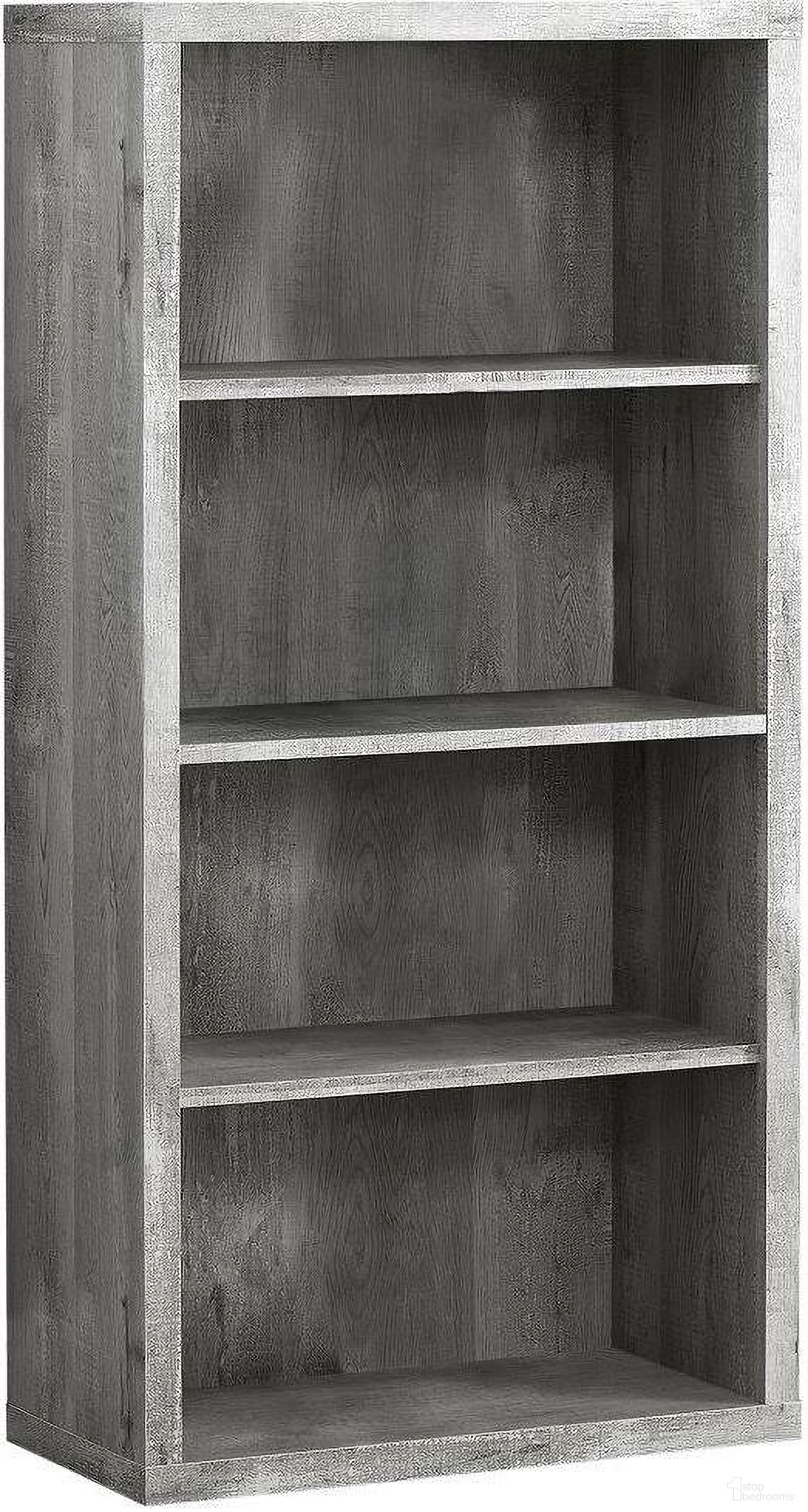 The appearance of 48 Inch Bookcase In Grey Reclaimed Wood Look With Adjustable Shelves designed by Monarch Specialties in the modern / contemporary interior design. This grey piece of furniture was selected by 1StopBedrooms from to add a touch of cosiness and style into your home. Sku: I 7405. Material: MDF.