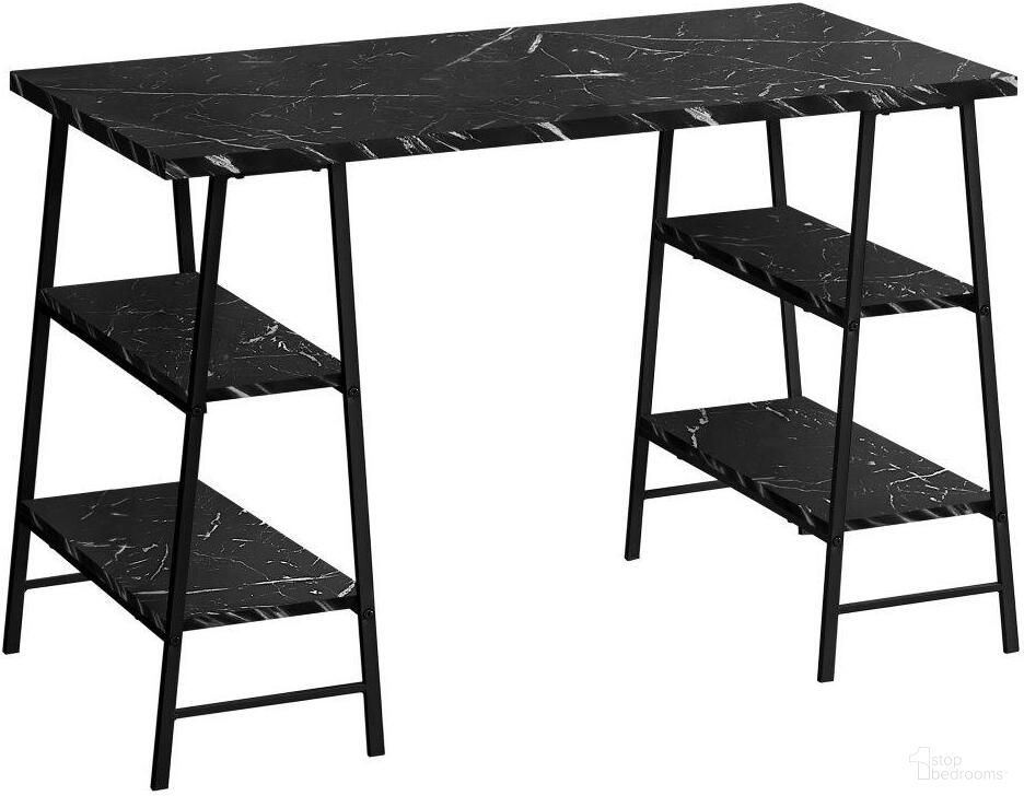 The appearance of 48 Inch Computer Desk In Black Marble Look I 7528 designed by Monarch Specialties in the modern / contemporary interior design. This black marble piece of furniture  was selected by 1StopBedrooms from  to add a touch of cosiness and style into your home. Sku: I 7528. Material: Metal.