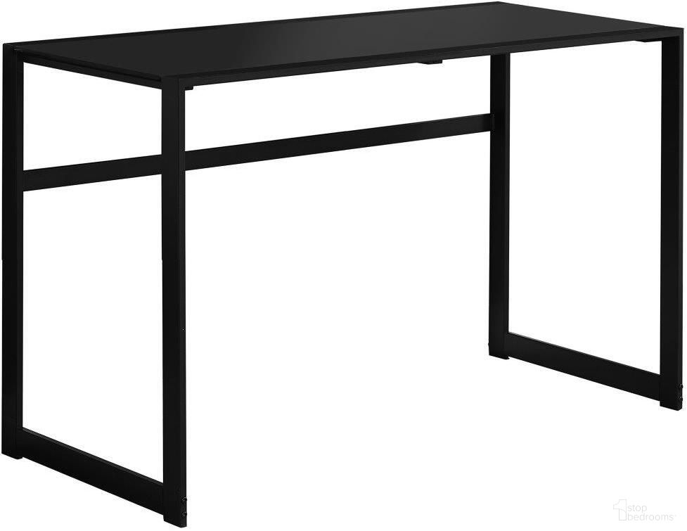 The appearance of 48 Inch Computer Desk In Black With Tempered Glass designed by Monarch Specialties in the modern / contemporary interior design. This black piece of furniture  was selected by 1StopBedrooms from  to add a touch of cosiness and style into your home. Sku: I 7379. Material: Metal.