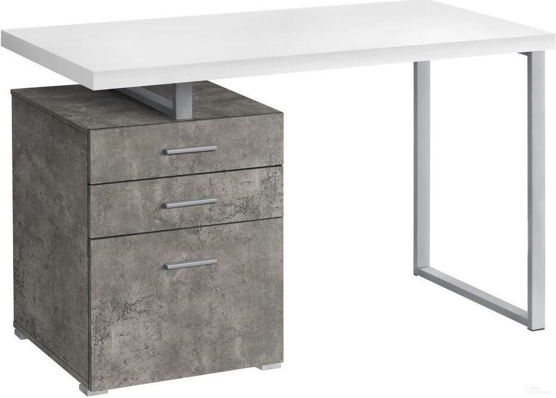 The appearance of 48 Inch Computer Desk In White Concrete designed by Monarch Specialties in the modern / contemporary interior design. This white piece of furniture was selected by 1StopBedrooms from to add a touch of cosiness and style into your home. Sku: I 7648. Material: Plastic.