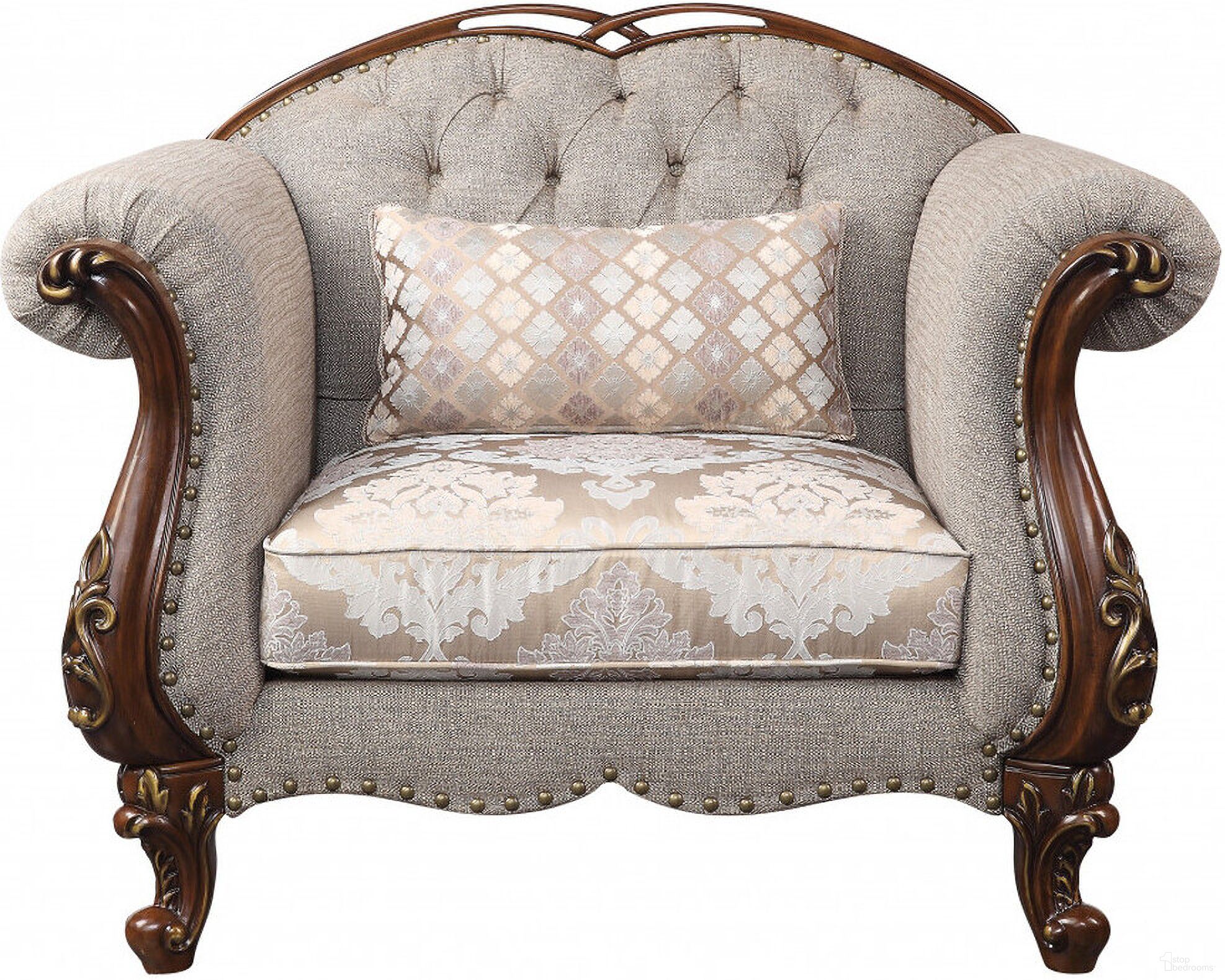 The appearance of 48 Inch Fabric Floral Arm Chair In Beige and Brown designed by Homeroots in the traditional interior design. This beige and brown piece of furniture was selected by 1StopBedrooms from to add a touch of cosiness and style into your home. Sku: 515800. Material: Fabric.