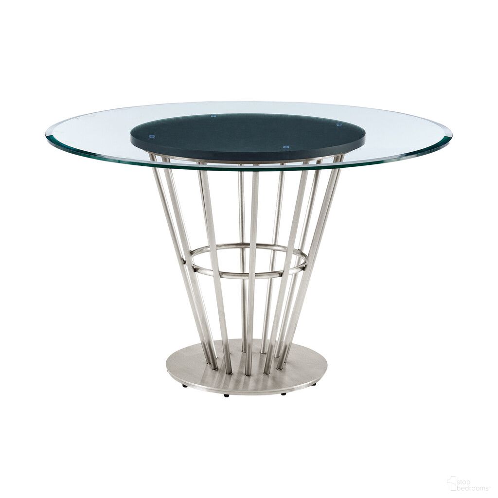 The appearance of 48 Inch Glass and Stainless Steel Pedestal Base Round Top Dining Table In Clear and Silver designed by Homeroots in the modern / contemporary interior design. This clear/silver piece of furniture  was selected by 1StopBedrooms from  to add a touch of cosiness and style into your home. Sku: 569437. Table Base Style: Pedestal. Table Top Shape: Round. Material: Glass. Size: 48".