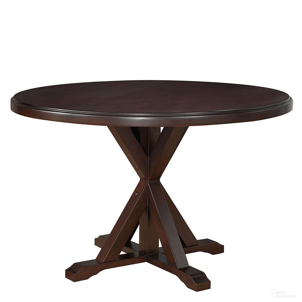 The appearance of 48 Inch Rounded Solid Manufactured Wood Pedestal Base Dining Table In Espresso designed by Homeroots in the transitional interior design. This espresso piece of furniture  was selected by 1StopBedrooms from  to add a touch of cosiness and style into your home. Sku: 517760. Table Base Style: Pedestal. Table Top Shape: Round. Material: Wood. Size: 48".