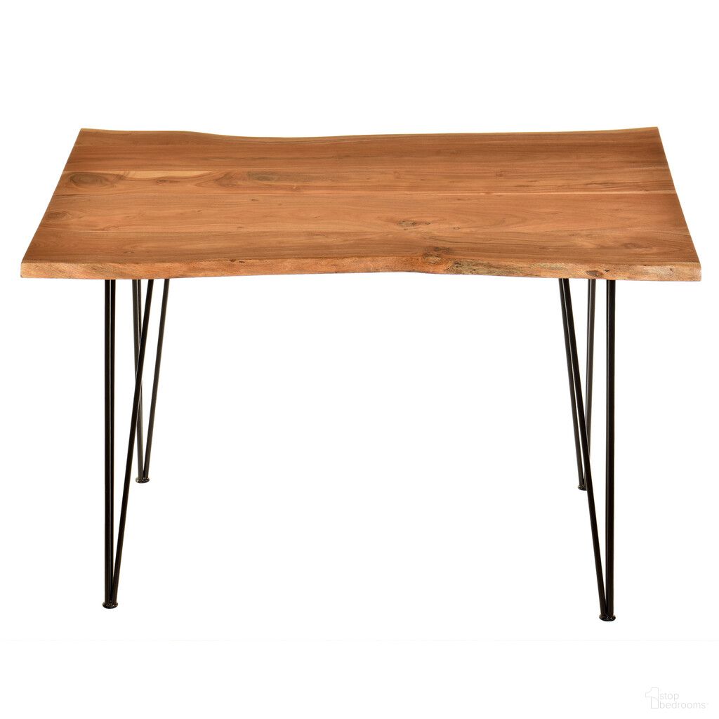 The appearance of 48 Inch Solid Wood and Iron Dining Table In Black and Brown designed by Homeroots in the rustic / southwestern interior design. This black and brown piece of furniture  was selected by 1StopBedrooms from  to add a touch of cosiness and style into your home. Sku: 517763. Table Base Style: Legs. Material: Wood. Table Top Shape: Rectangular. Size: 30" x 48".