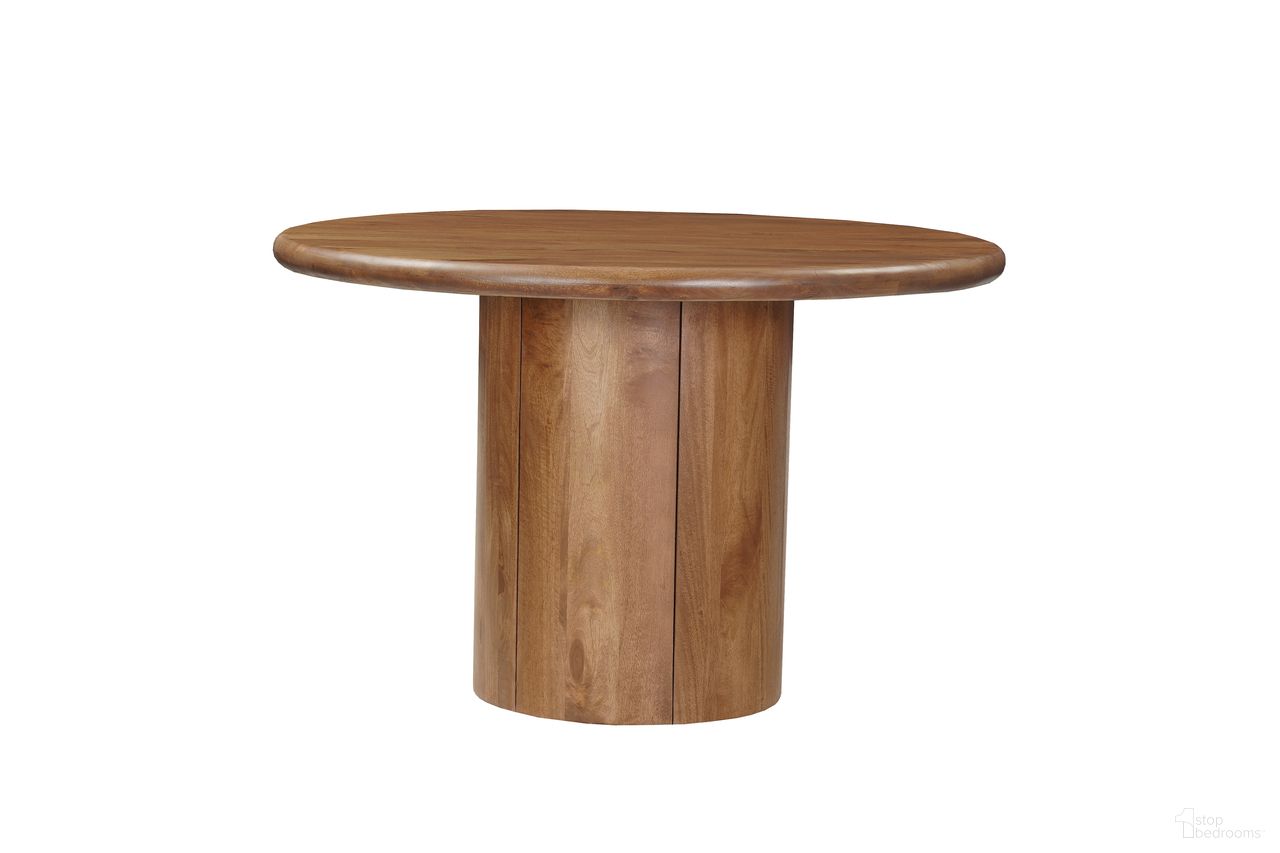 48 Inch Solid Wood Pedestal Base Round Top Dining Table In Brown