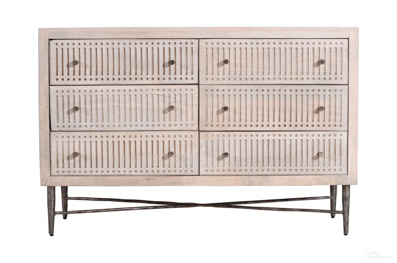 The appearance of 48 Inch Solid Wood Six Drawer Double Dresser In Brushed Ivory designed by Homeroots in the transitional interior design. This brushed ivory piece of furniture was selected by 1StopBedrooms from to add a touch of cosiness and style into your home. Sku: 489200. Material: Solid Wood.
