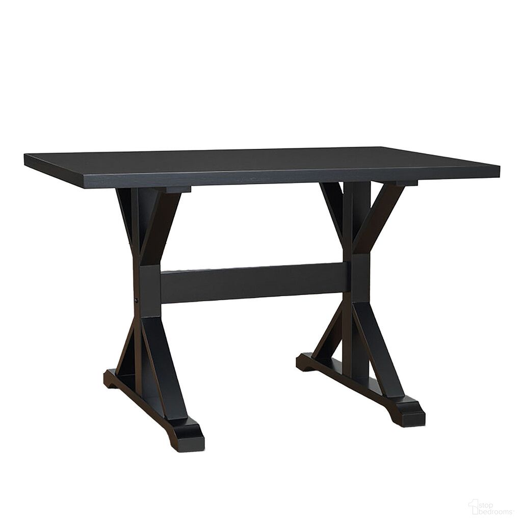 The appearance of 48 Inch Solid Wood Trestle Writing Desk In Black designed by Homeroots in the transitional interior design. This black piece of furniture was selected by 1StopBedrooms from to add a touch of cosiness and style into your home. Sku: 516429. Material: Solid Wood.