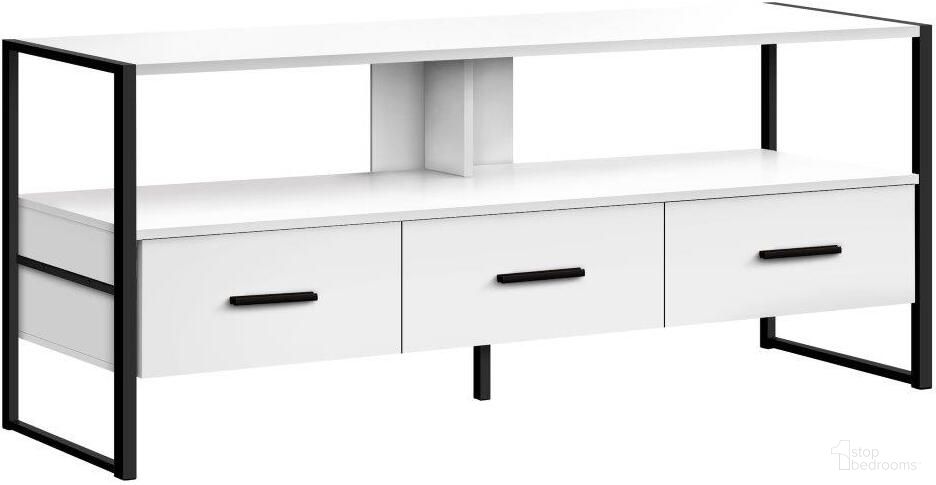 48 Inch Tv Stand In White And Black Metal
