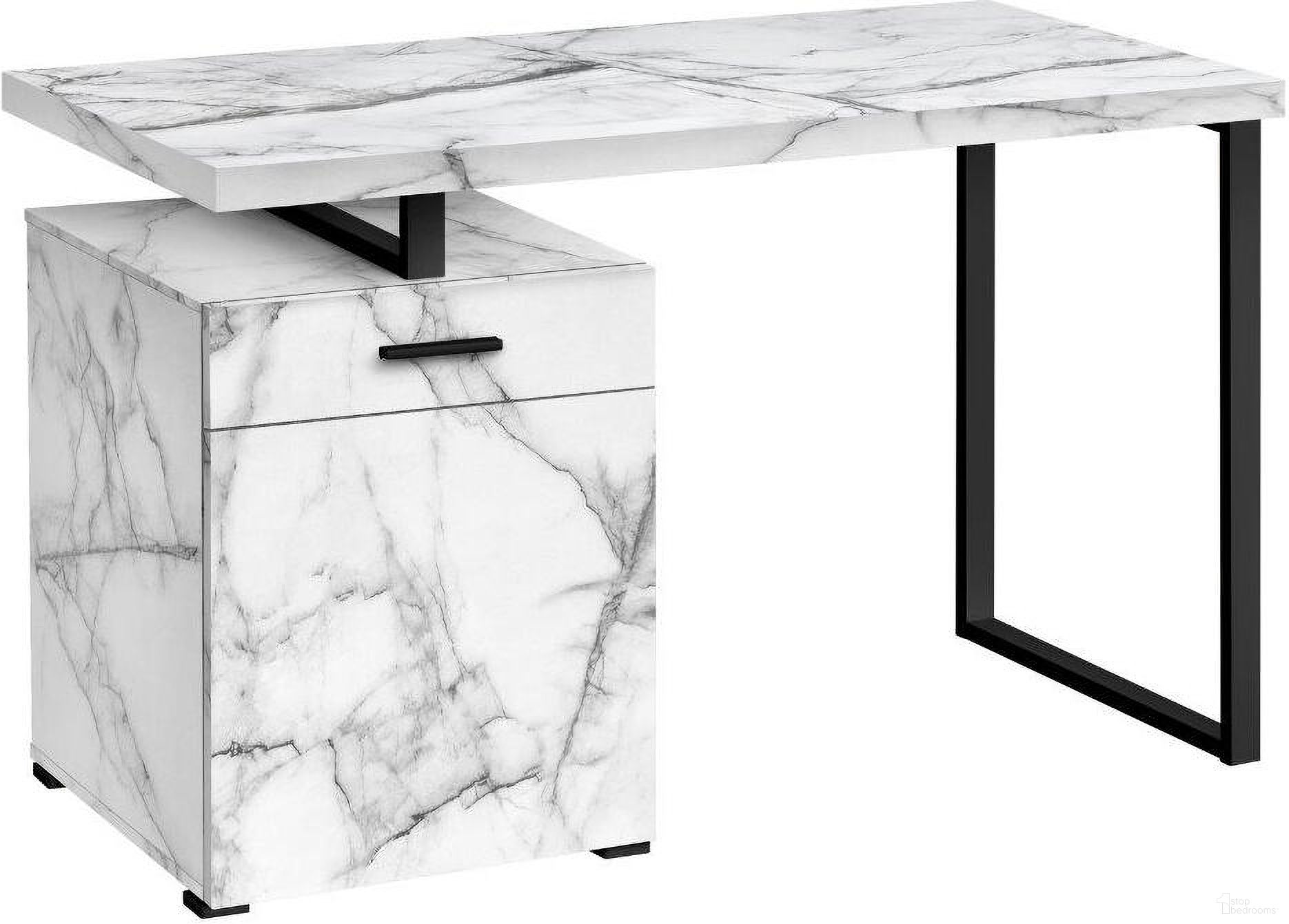 The appearance of 48 Inch White Marble Left Or Right Facing Compter Desk designed by Monarch Specialties in the modern / contemporary interior design. This white marble piece of furniture was selected by 1StopBedrooms from to add a touch of cosiness and style into your home. Sku: I 7762. Material: Metal.