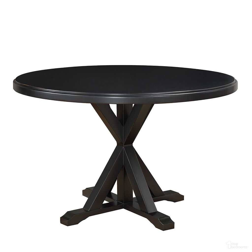 The appearance of 48 Inch Wood Pedestal Base Round Top Dining Table In Black designed by Homeroots in the traditional interior design. This black piece of furniture  was selected by 1StopBedrooms from  to add a touch of cosiness and style into your home. Sku: 517759. Table Base Style: Pedestal. Table Top Shape: Round. Material: Wood. Size: 48".