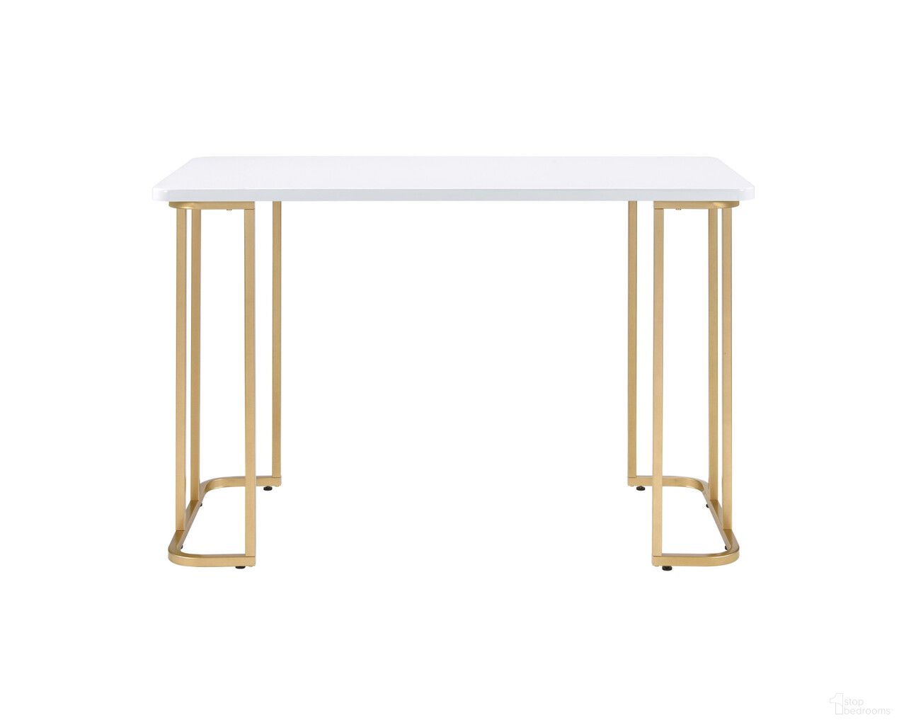 48 Inch Writing Desk In White and Gold