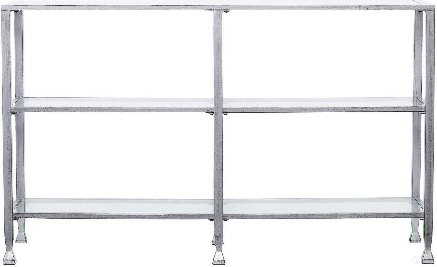 The appearance of 49 Inch Glass Distressed Frame Console Table with Shelves In Clear and Silver designed by Homeroots in the modern / contemporary interior design. This clear/silver piece of furniture was selected by 1StopBedrooms from to add a touch of cosiness and style into your home. Sku: 402399. Material: Glass.