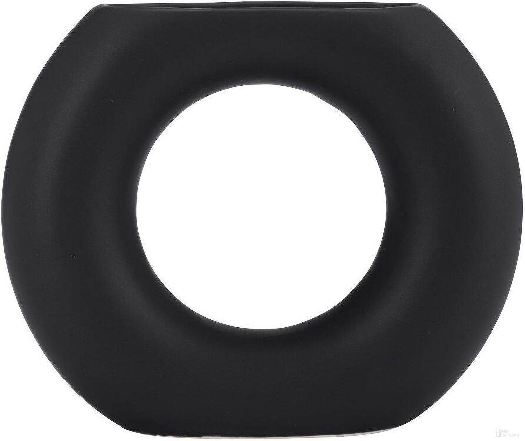 5 Inch Donut Vase In Black