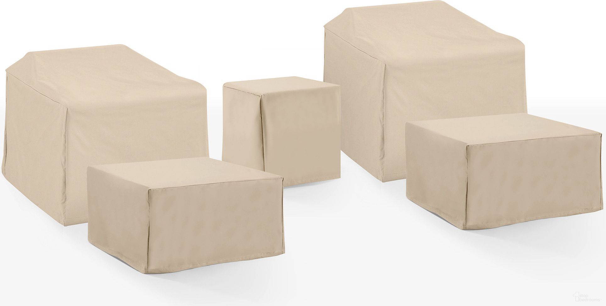 The appearance of 5 Piece Outdoor Furniture Cover Set In Tan designed by Crosley Brands in the modern / contemporary interior design. This tan piece of furniture was selected by 1StopBedrooms from Furniture Covers Collection to add a touch of cosiness and style into your home. Sku: CO7507-TA;CO7507-TA;CO7504-TA;CO7500-TA;CO7500-TA. Material: PVC.
