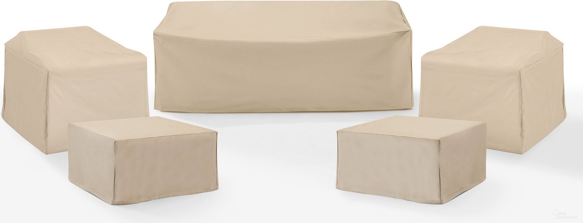 The appearance of 5 Piece Outdoor Furniture Cover Set In Tan designed by Crosley Brands in the modern / contemporary interior design. This tan piece of furniture was selected by 1StopBedrooms from Furniture Covers Collection to add a touch of cosiness and style into your home. Sku: CO7507-TA;CO7507-TA;CO7500-TA;CO7500-TA;CO7503-TA. Material: PVC.