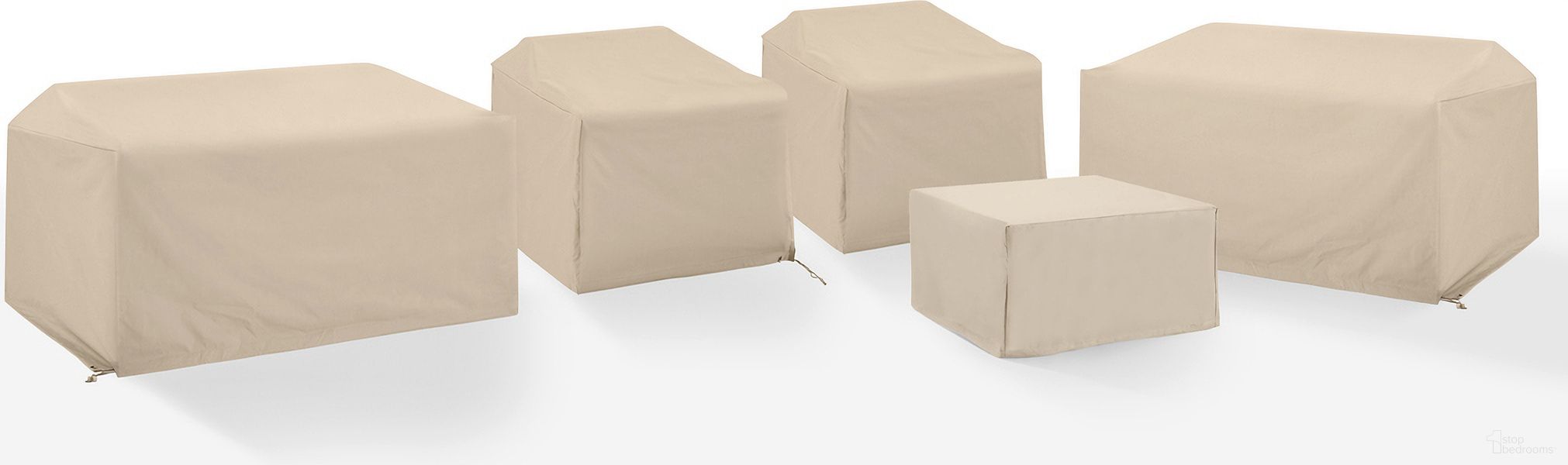 The appearance of 5 Piece Outdoor Sectional Furniture Cover Set In Tan designed by Crosley Brands in the modern / contemporary interior design. This tan piece of furniture was selected by 1StopBedrooms from Furniture Covers Collection to add a touch of cosiness and style into your home. Sku: CO7507-TA;CO7501-TA;CO7501-TA;CO7500-TA;CO7500-TA. Material: PVC.