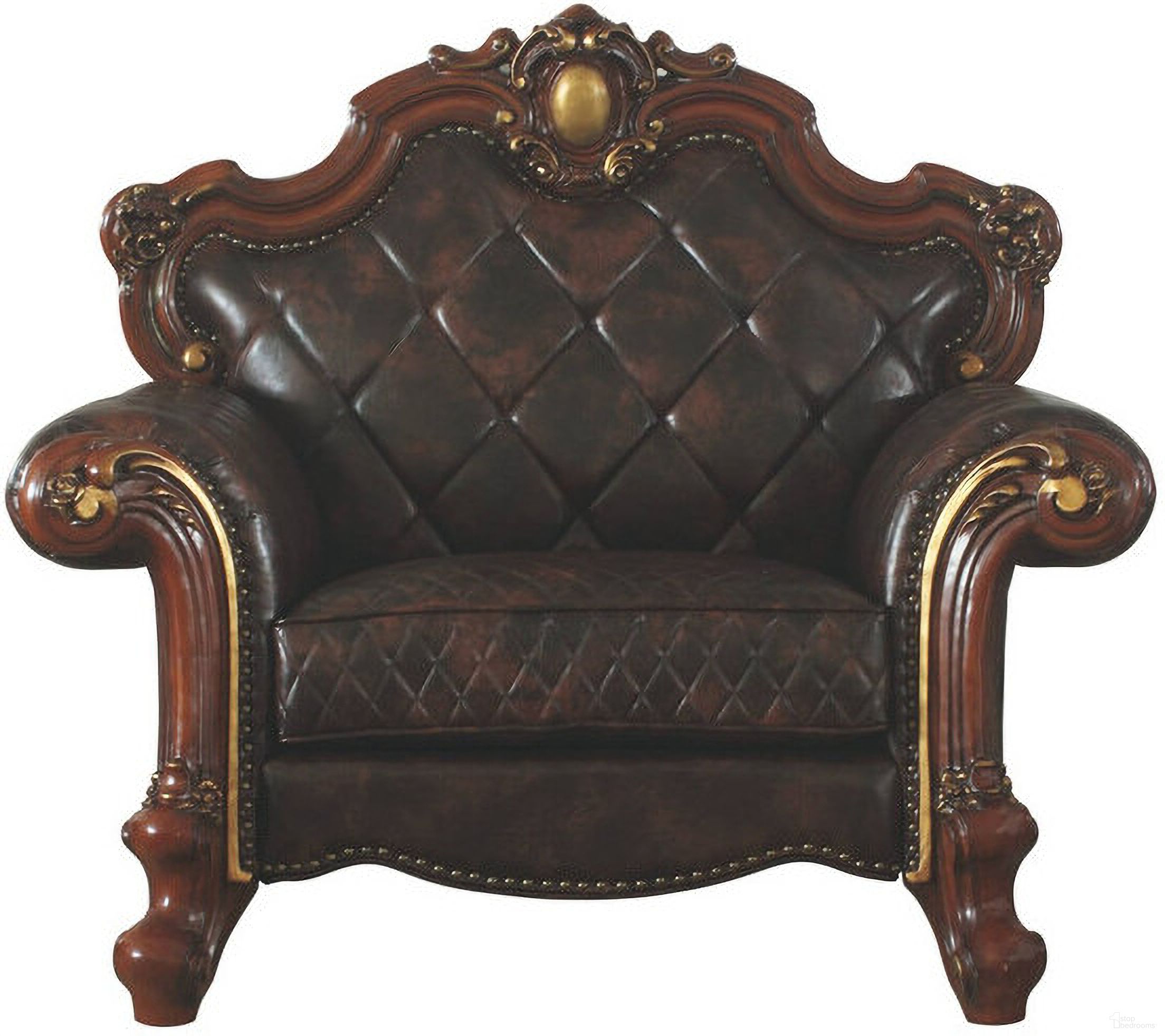 The appearance of 50 Inch Faux Leather Tufted Chesterfield Chair and Toss Pillow In Chocolate designed by Homeroots in the traditional interior design. This chocolate piece of furniture  was selected by 1StopBedrooms from  to add a touch of cosiness and style into your home. Sku: 515792. Material: Faux Leather.